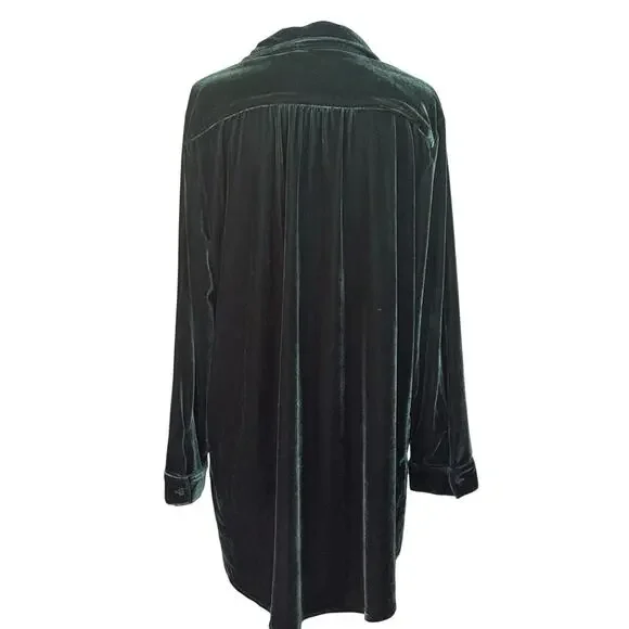 North Style forest green velvet tunic, oversized, lagenlook, art to wear - Picture 3 of 6